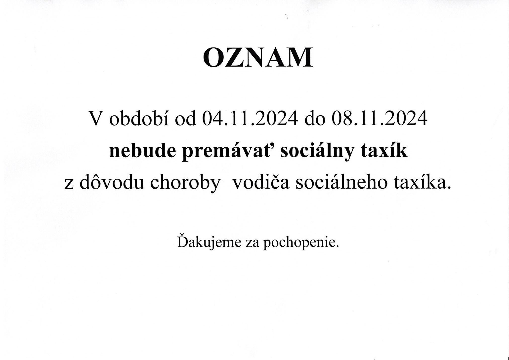 Oznam 04.11.2024